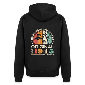 Voiture Vintage Construite En 1945 Né Vintage Anniversaire - Veste à capuche bio Premium Unisexe - noir - Dos - Nico (187cm)