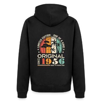 Oldtimer Baujahr 1956 Geboren Jahrgang Geburtstag - Unisex Premium Bio Zip Hoodie - Schwarz - Hinten - Nico (187cm)