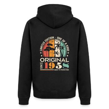 Voiture de collection Année 1958 Né Vintage Anniversaire - Veste à capuche bio Premium Unisexe - noir - Dos - Nico (187cm)