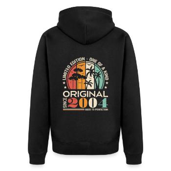 Légendaire depuis 2004 Born Vintage Birthday - Veste à capuche bio Premium Unisexe - noir - Dos - Nico (187cm)