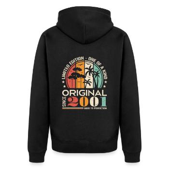 Légendaire depuis 2001 Born Vintage Birthday - Veste à capuche bio Premium Unisexe - noir - Dos - Nico (187cm)