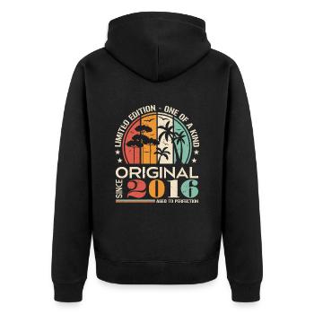 Legendary since 2016 Born Vintage Birthday - Unisex Premium Organic Zip Hoodie - black - Back - Nico (187cm)