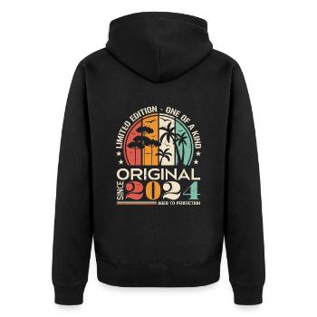 Legendary since 2024 Born Vintage Birthday - Unisex Premium Organic Zip Hoodie - black - Back - Nico (187cm)