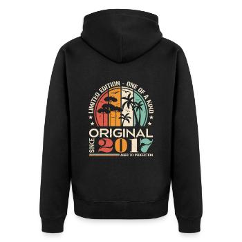 Legendary since 2017 Born Vintage Birthday - Unisex Premium Organic Zip Hoodie - black - Back - Nico (187cm)