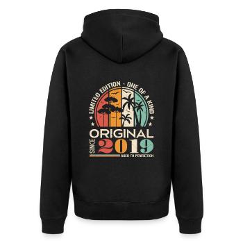 Legendary since 2019 Born Vintage Birthday - Unisex Premium Organic Zip Hoodie - black - Back - Nico (187cm)