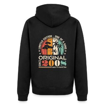 Légendaire depuis 2008 Born Vintage Birthday - Veste à capuche bio Premium Unisexe - noir - Dos - Nico (187cm)