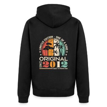 Legendary Since 2012 Born Vintage Birthday - Unisex Premium Organic Zip Hoodie - black - Back - Nico (187cm)