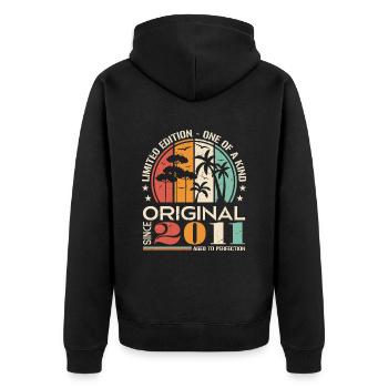 Legendär seit 2011 Geboren Jahrgang Geburtstag - Unisex Premium Bio Zip Hoodie - Schwarz - Hinten - Nico (187cm)