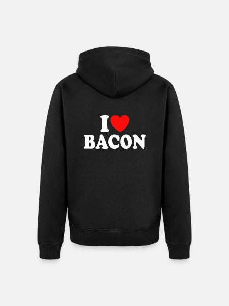 I Love Bacon Humour Viande Bacon - Premium økologisk unisex-hættejakke - sort