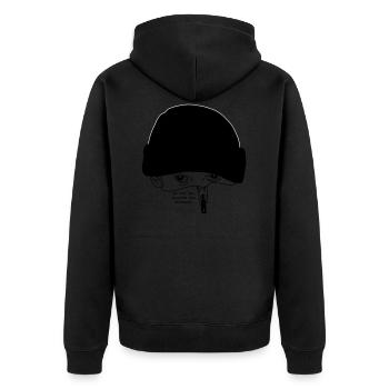 wir sind die Straßen, die Bewegung - Unisex Premium Bio Zip Hoodie - Schwarz - Hinten - Nico (187cm)