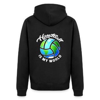handball handballspieler handball-welt - Unisex Premium Bio Zip Hoodie - Schwarz - Hinten - Nico (187cm)