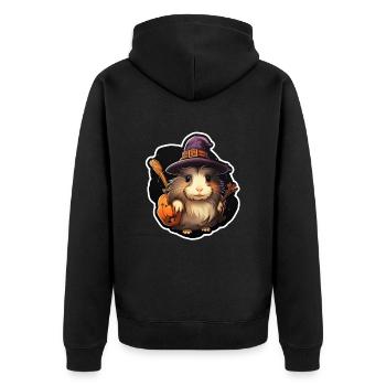 Halloween Meerschweinchen - Unisex Premium Bio Zip Hoodie - Schwarz - Hinten - Nico (187cm)