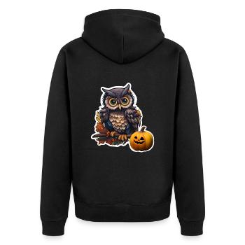 Eule Halloween - Unisex Premium Bio Zip Hoodie - Schwarz - Hinten - Nico (187cm)