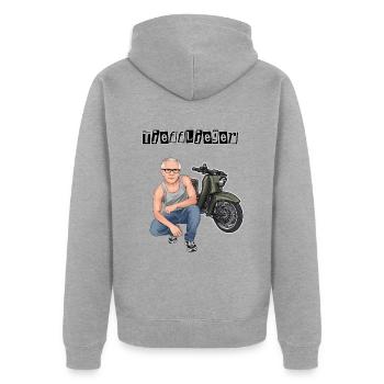 Schwalbe KR51/1 // Illustration - Unisex Premium Bio Zip Hoodie - Grau meliert - Hinten - Nico (187cm)