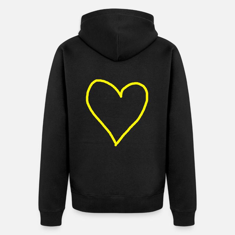 Idée cadeau coeur jaune - Veste à capuche bio Premium Unisexe - noir
