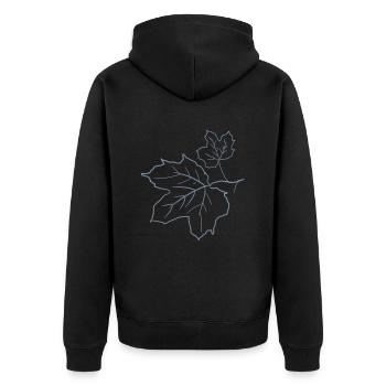 Ahornblatt / Ahorn Blätter, dekorative Zeichnung. - Unisex Premium Bio Zip Hoodie - Schwarz - Hinten - Nico (187cm)