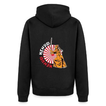 Kendo - Unisex Premium Organic Zip Hoodie - black - Back - Nico (187cm)