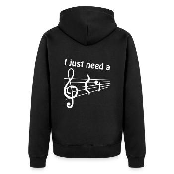 "I Just Need a Break" Music Musicians Sheet Music - Unisex Premium Organic Zip Hoodie - black - Back - Nico (187cm)