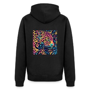 Leopard Pop colors - Unisex Premium Organic Zip Hoodie - black - Back - Nico (187cm)