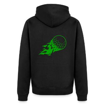 FIREBALL GOLF BALL FIRE GOLF GREEN BALL HOLE MOTIF - Unisex Premium Organic Zip Hoodie - black - Back - Nico (187cm)