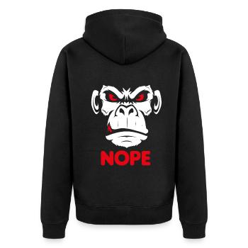Nope Nö Nein Affe Monkey Jetzt nicht Hau Ab Weg - Unisex Premium Bio Zip Hoodie - Schwarz - Hinten - Nico (187cm)