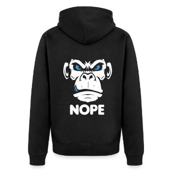Nope Nö Nein Affe Monkey Jetzt nicht Hau Ab Weg - Unisex Premium Bio Zip Hoodie - Schwarz - Hinten - Nico (187cm)