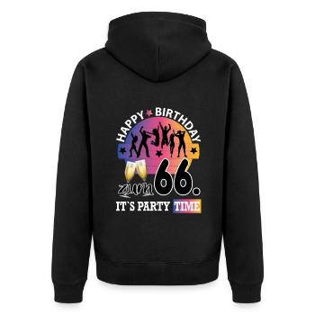 Geburtstag 66 Party People Fete Dancing Tanzen - Unisex Premium Bio Zip Hoodie - Schwarz - Hinten - Nico (187cm)