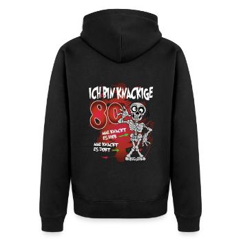 Geburtstag 80 Knackige Jahre Skelett Knochen - Unisex Premium Bio Zip Hoodie - Schwarz - Hinten - Nico (187cm)