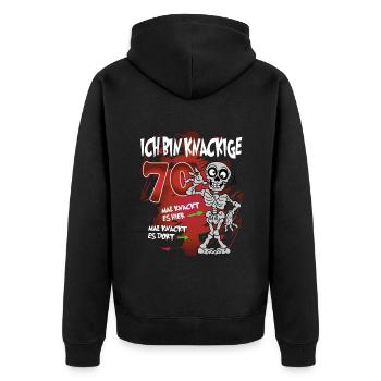Geburtstag 70 Knackige Jahre Skelett Knochen - Unisex Premium Bio Zip Hoodie - Schwarz - Hinten - Nico (187cm)