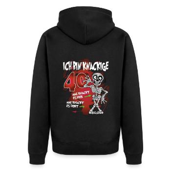 Geburtstag 40 Knackige Jahre Skelett Knochen - Unisex Premium Bio Zip Hoodie - Schwarz - Hinten - Nico (187cm)