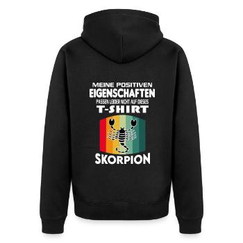 Geburtstag Sternzeichen Retro Skorpion - Unisex Premium Bio Zip Hoodie - Schwarz - Hinten - Nico (187cm)