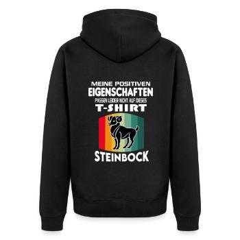 Geburtstag Sternzeichen Retro Steinbock - Unisex Premium Bio Zip Hoodie - Schwarz - Hinten - Nico (187cm)