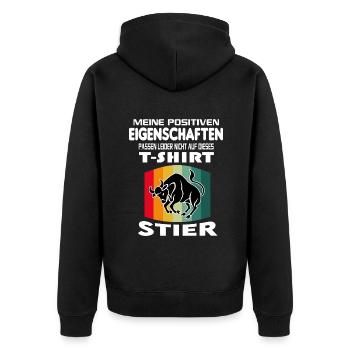 Geburtstag Sternzeichen Retro Stier - Unisex Premium Bio Zip Hoodie - Schwarz - Hinten - Nico (187cm)