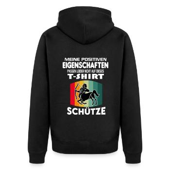 Geburtstag Sternzeichen Retro Schütze - Unisex Premium Bio Zip Hoodie - Schwarz - Hinten - Nico (187cm)
