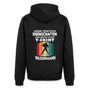 Geburtstag Sternzeichen Retro Wassermann - Unisex Premium Bio Zip Hoodie - Schwarz - Hinten - Nico (187cm)