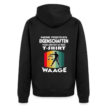 Geburtstag Sternzeichen Retro Waage - Unisex Premium Bio Zip Hoodie - Schwarz - Hinten - Nico (187cm)