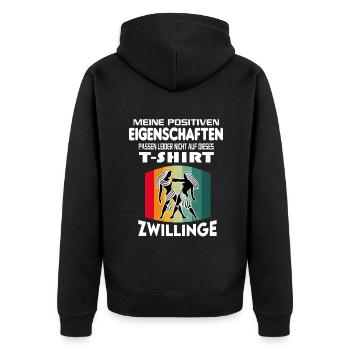 Geburtstag Sternzeichen Retro Zwillinge - Unisex Premium Bio Zip Hoodie - Schwarz - Hinten - Nico (187cm)