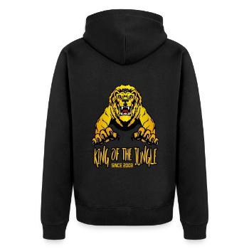 Geburtstag 2003 20 Löwe Lion King of Jungle - Unisex Premium Bio Zip Hoodie - Schwarz - Hinten - Nico (187cm)