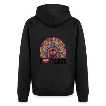 Les chats aiment les pattes arc-en-ciel chat maman animal de compagnie - Veste à capuche bio Premium Unisexe - noir - Dos - Nico (187cm)