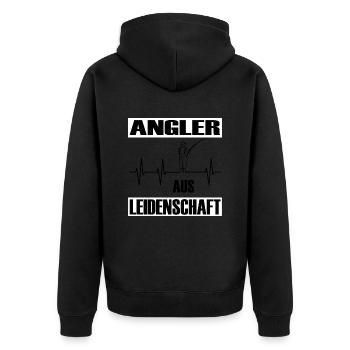 Angeln - Unisex Premium Bio Zip Hoodie - Schwarz - Hinten - Nico (187cm)