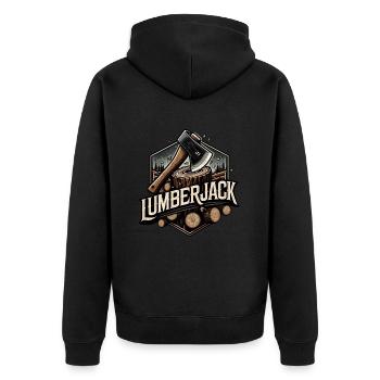 Lumberjacks chopping wood as foresters - Unisex Premium Organic Zip Hoodie - black - Back - Nico (187cm)