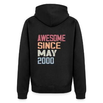 May 2000 Anniversary 2000 Retro 2000 May Vintage - Unisex Premium Organic Zip Hoodie - black - Back - Nico (187cm)