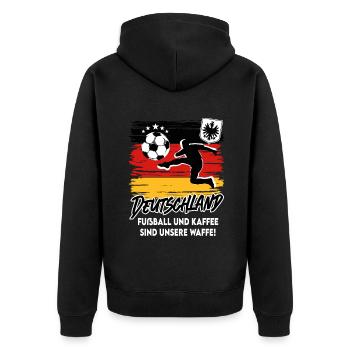 Fußball Deutschland Fussball Fan - Unisex Premium Bio Zip Hoodie - Schwarz - Hinten - Nico (187cm)