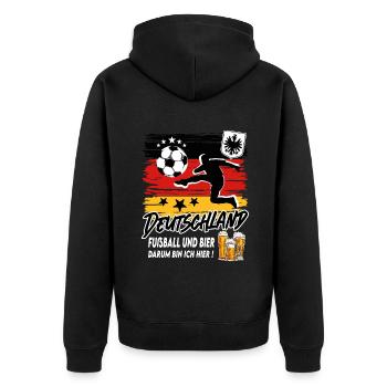 Fußball Deutschland Fussball und Bier - Unisex Premium Bio Zip Hoodie - Schwarz - Hinten - Nico (187cm)