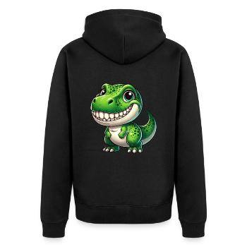 Cute Dino T-Rex Cartoon Teeth Show Smile - Unisex Premium Organic Zip Hoodie - black - Back - Nico (187cm)