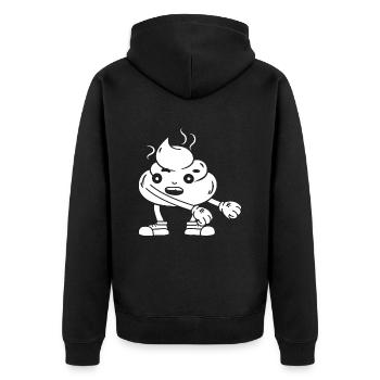Lustiger Kackhaufen tanzt - Unisex Premium Bio Zip Hoodie - Schwarz - Hinten - Nico (187cm)