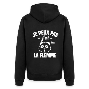 Je Peux Pas J'ai La Flemme - Veste à capuche bio Premium Unisexe - noir - Dos - Nico (187cm)