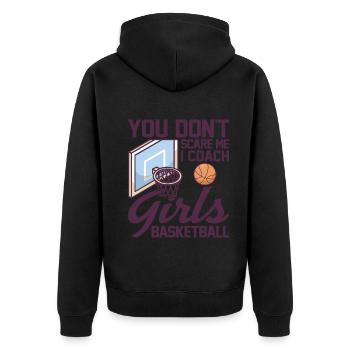 Tu ne me fais pas peur J’entraîne des filles pour des joueuses de basket-ball - Veste à capuche bio Premium Unisexe - noir - Dos - Nico (187cm)