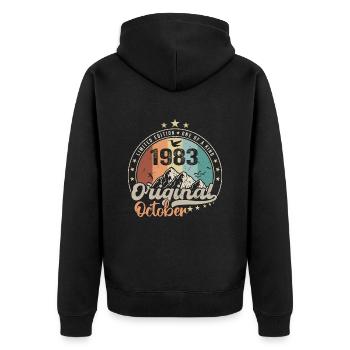 October | The Legends were born in October 1983 - Unisex Premium Organic Zip Hoodie - black - Back - Nico (187cm)