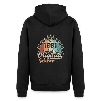 Octobre | les Légendes sont nés en Octobre 1991 - Veste à capuche bio Premium Unisexe - noir - Dos - Nico (187cm)